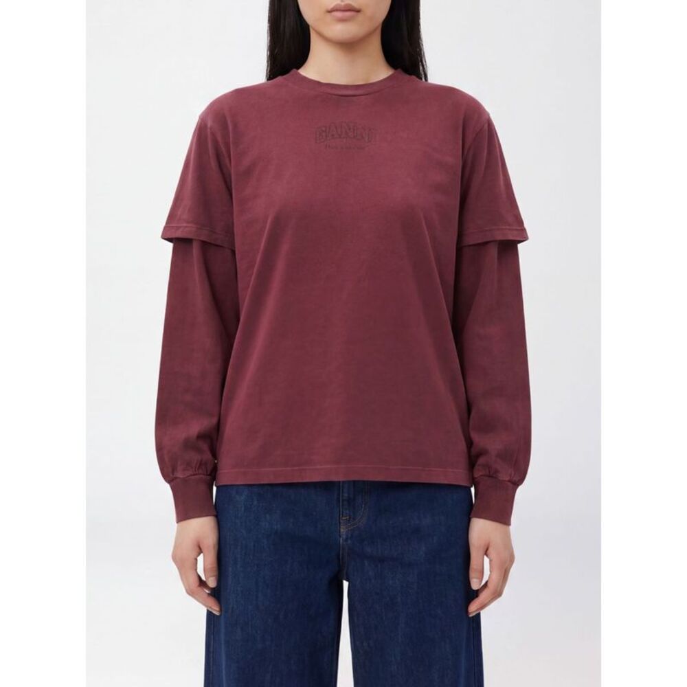 Ganni Women Ganni Long-Sleeved T-Shirt In Recycled Cotton Jersey
